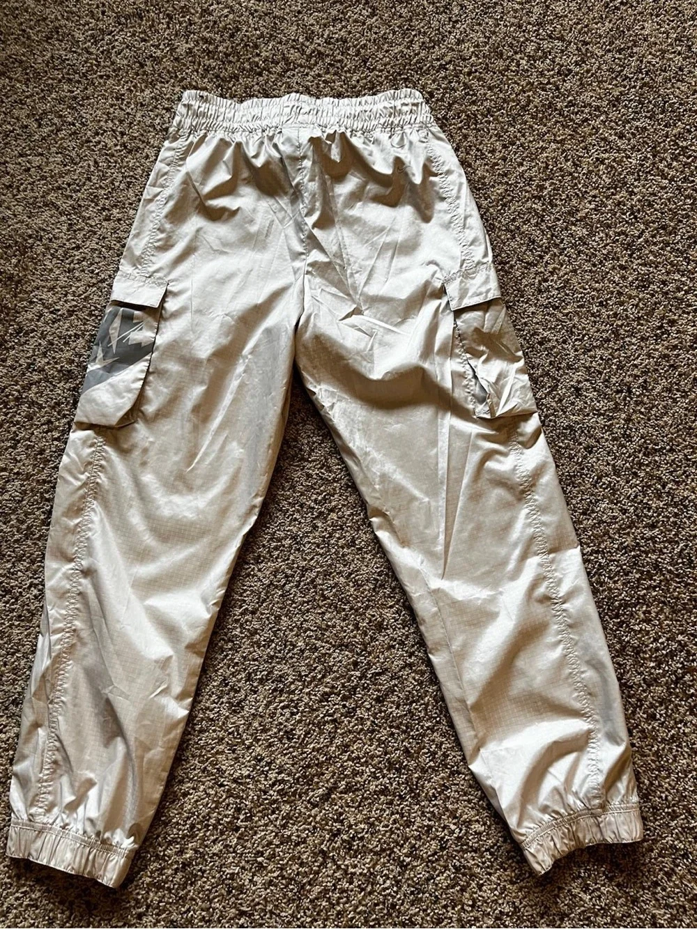 Nike woman  glossy beige Cargo Joggers with Side Pockets
